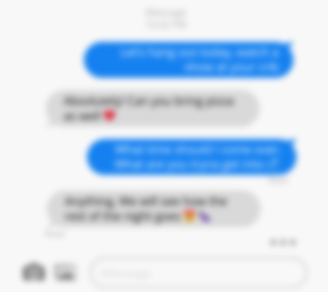 Text messages on a smartphone with blurred text